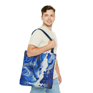 Blue Jewel Cat Tote Bag