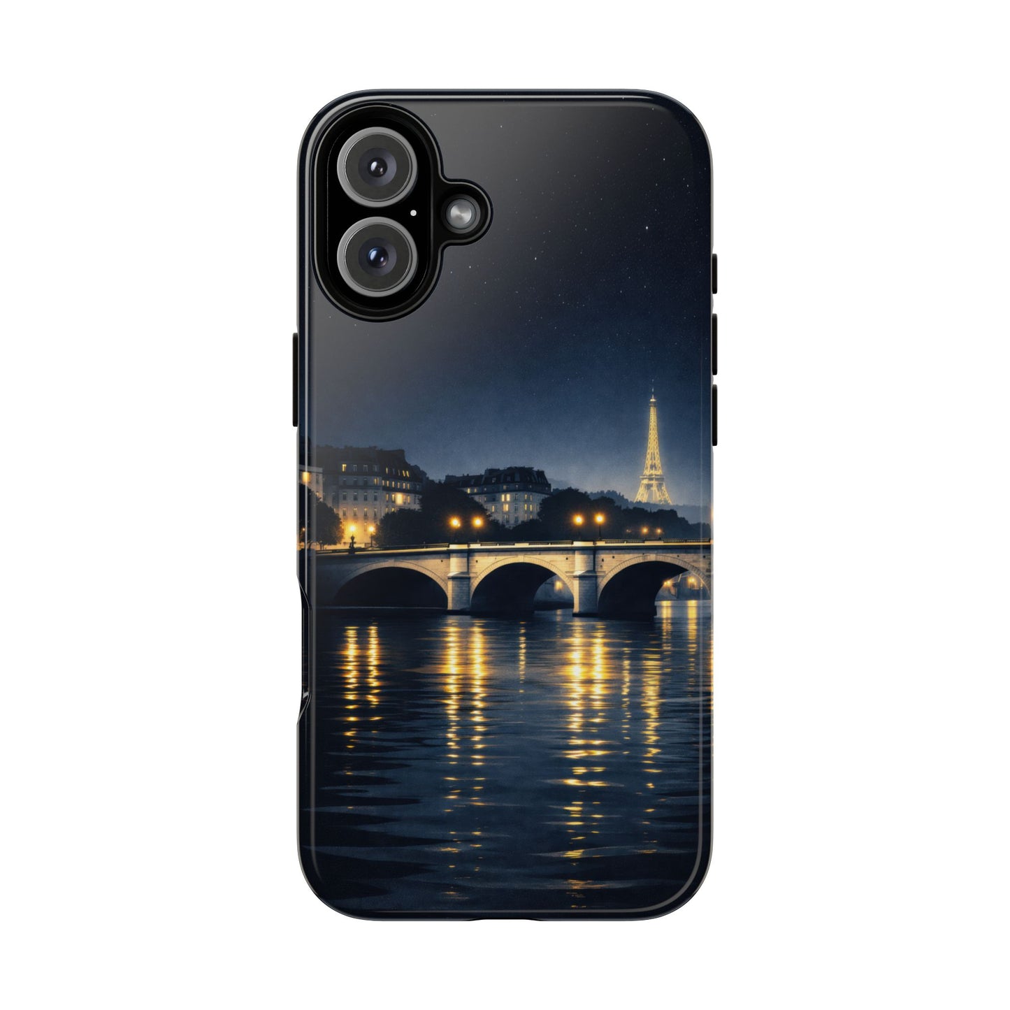 Paris Night Skyline Tough Phone Case — Eiffel Tower Reflections