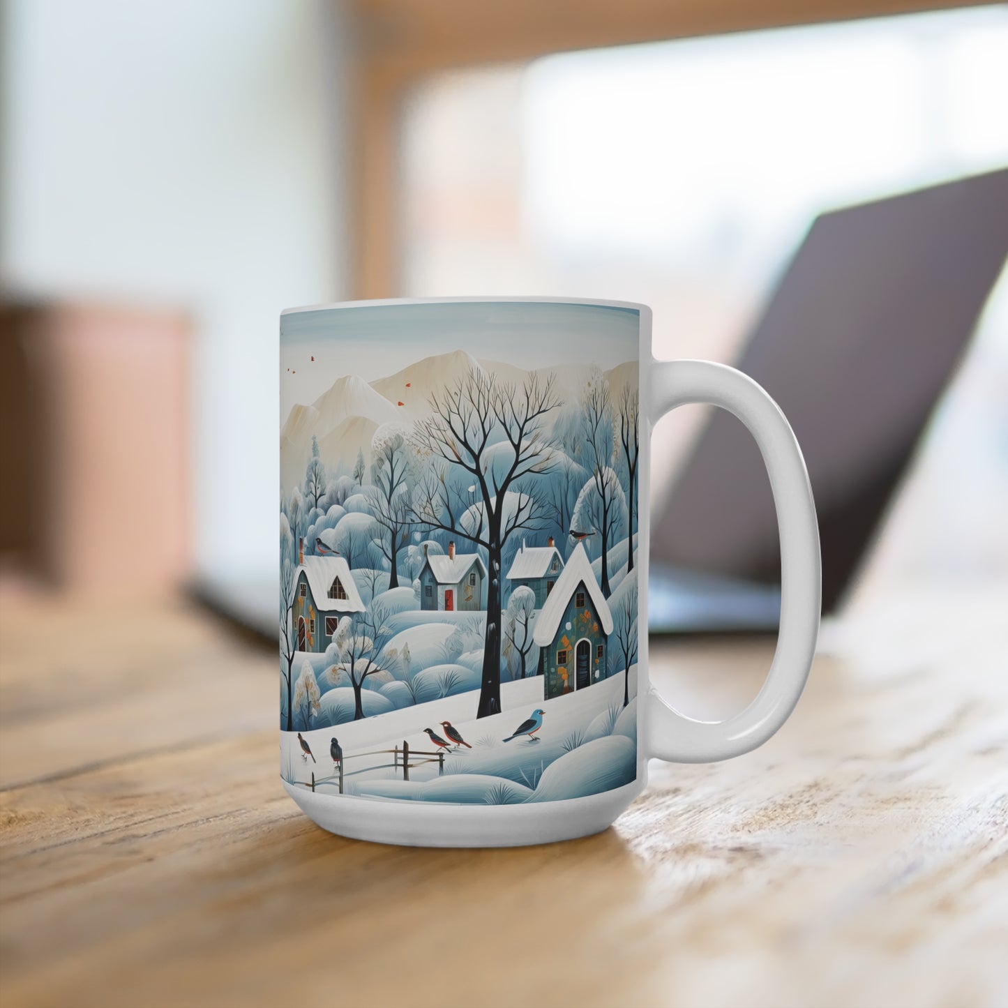 Birds in Winter Wonderland Mug 15oz