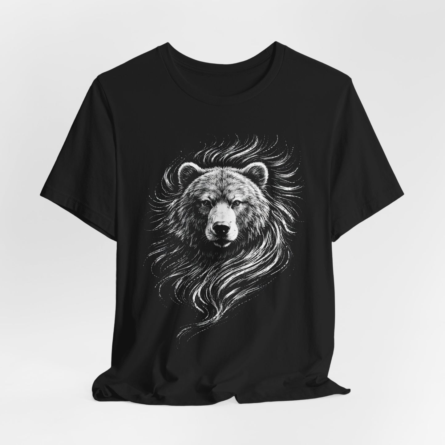 Grizzly Bear Portrait T-Shirt | Hand-Drawn Wildlife Tee in chalk style