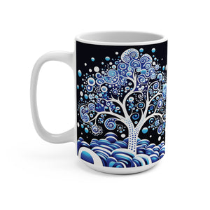 Mug 15oz Blue & White Pear tree