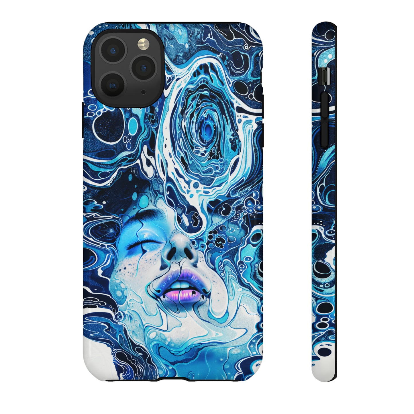 Phone Case, whimsical water fantasy design, blue woman in water, Artistic design, Tough Case, , iPhone 15, 14, 13, 12, 11, Samsung, Pixel