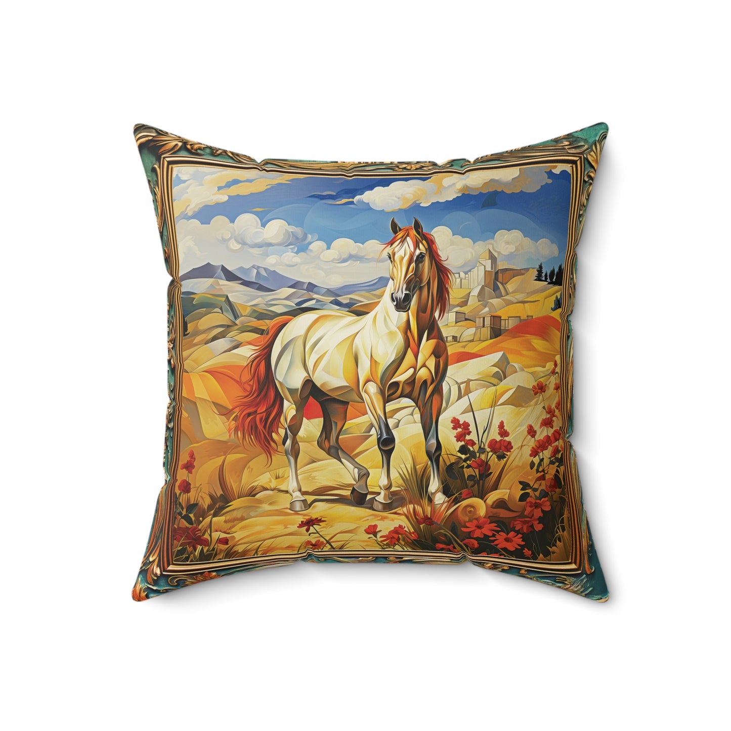 White Horse Square Pillow