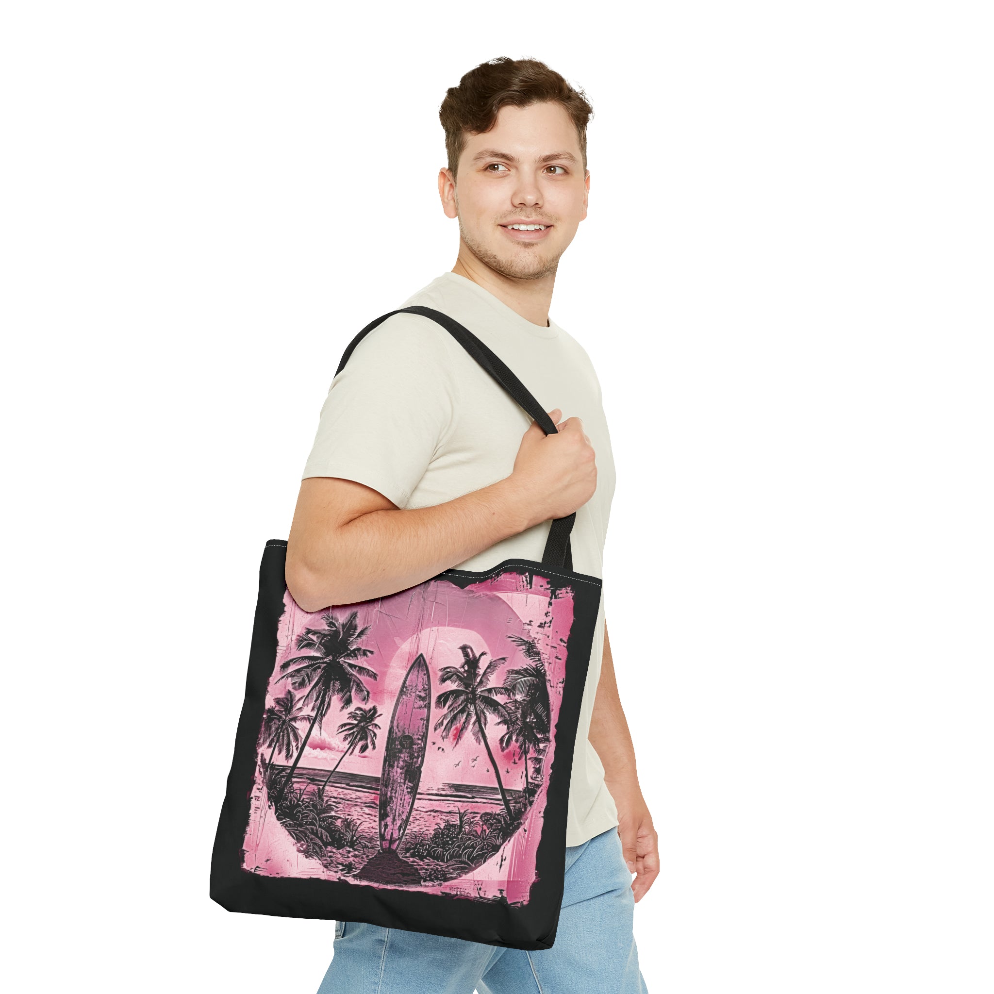 Pink Vintage surfboard Tote Bag (AOP)