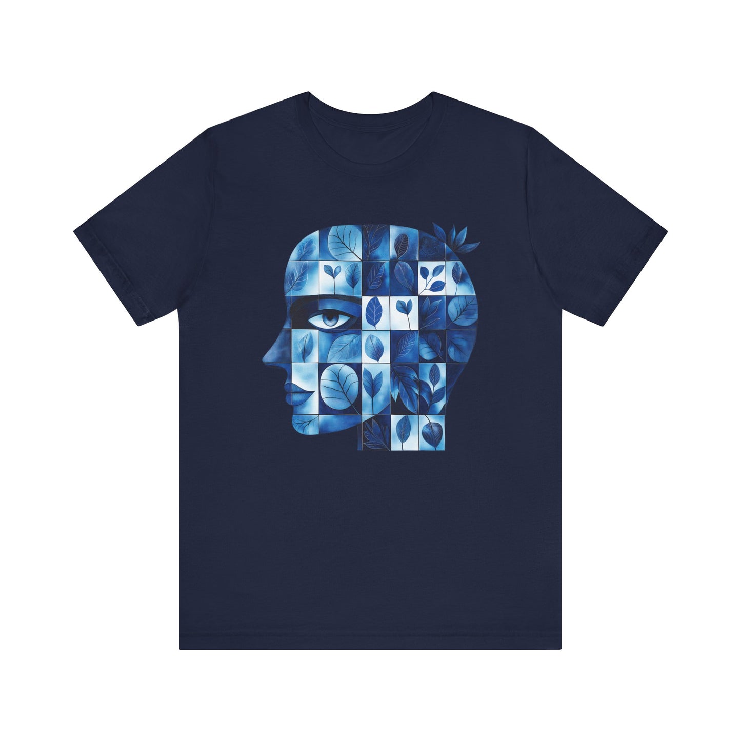 Artistic Floral Head Unisex Tee - Thoughtful Blue Design