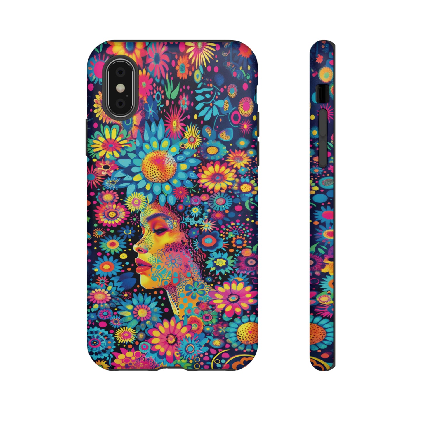 Phone Case, whimsical flower girl, Artistic design, Tough Case, Colorful flower fantasy design, iPhone 15, 14, 13, 12, 11, Samsung, Pixel