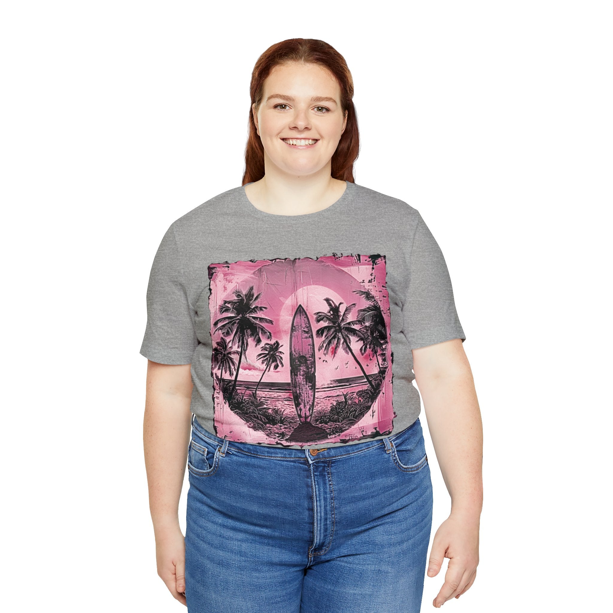 Pink vintage surfboard Unisex Jersey Short Sleeve Tee