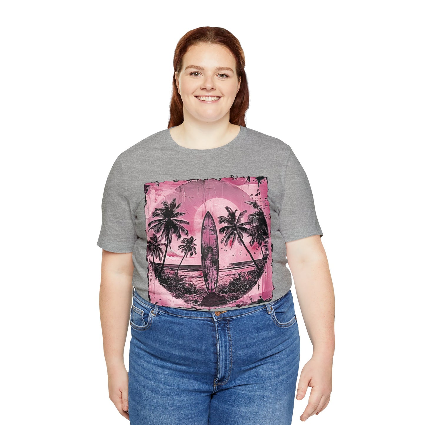 Pink vintage surfboard Unisex Jersey Short Sleeve Tee