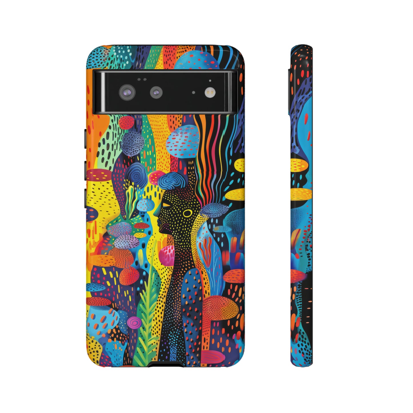 Phone Case, tribal dreamland, Artistic design, Tough Case, Colorful whimsical fantasy design, iPhone 15, 14, 13, 12, 11, Samsung, Pixel