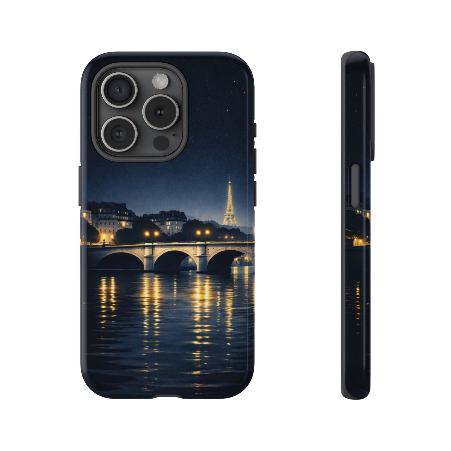 Paris Night Skyline Tough Phone Case — Eiffel Tower Reflections