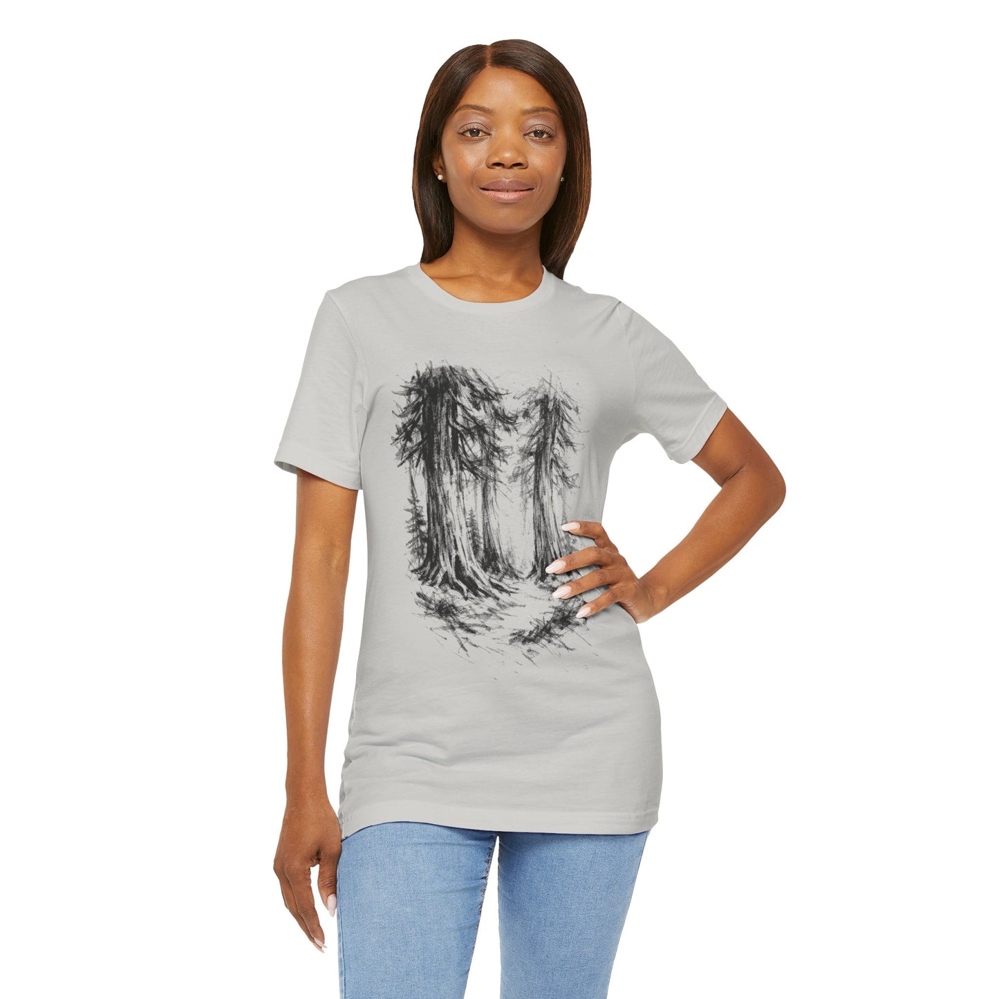 Forest Sketch Tee — Hand-Drawn Redwoods Graphic T-Shirt