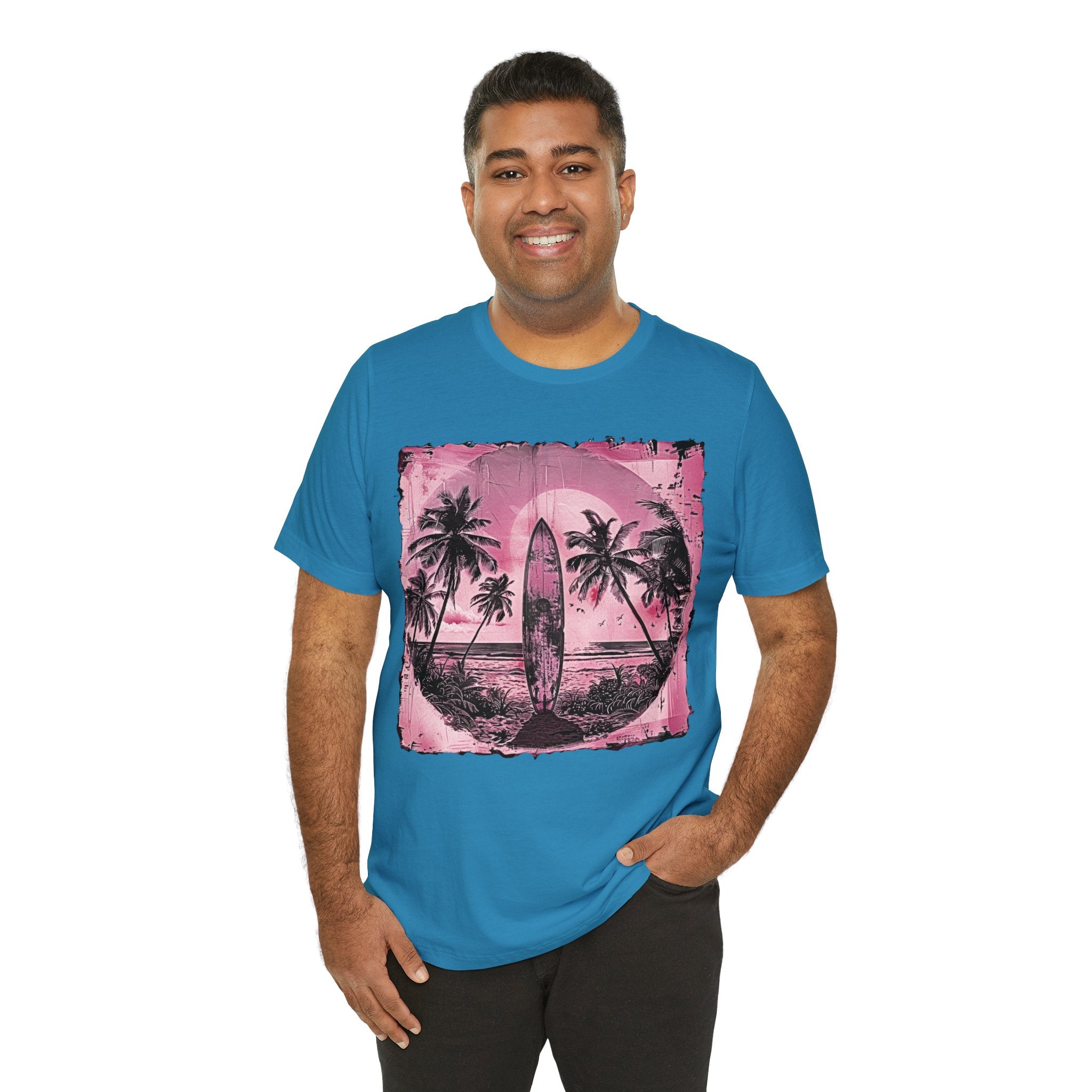 Pink vintage surfboard Unisex Jersey Short Sleeve Tee