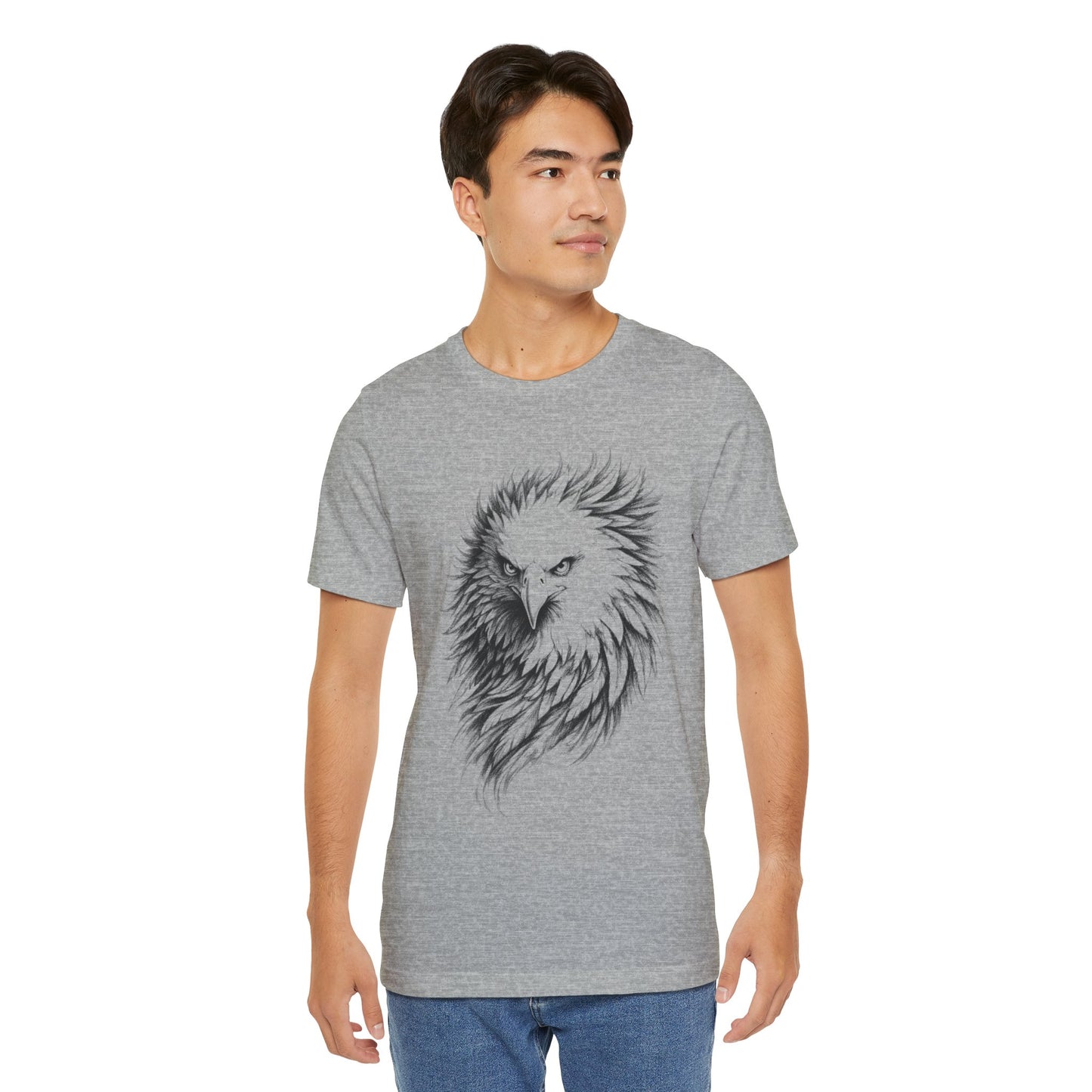 Eagle Head Sketch Tee — Detailed Black & White Bald Eagle Illustration in charcoal T-Shirt