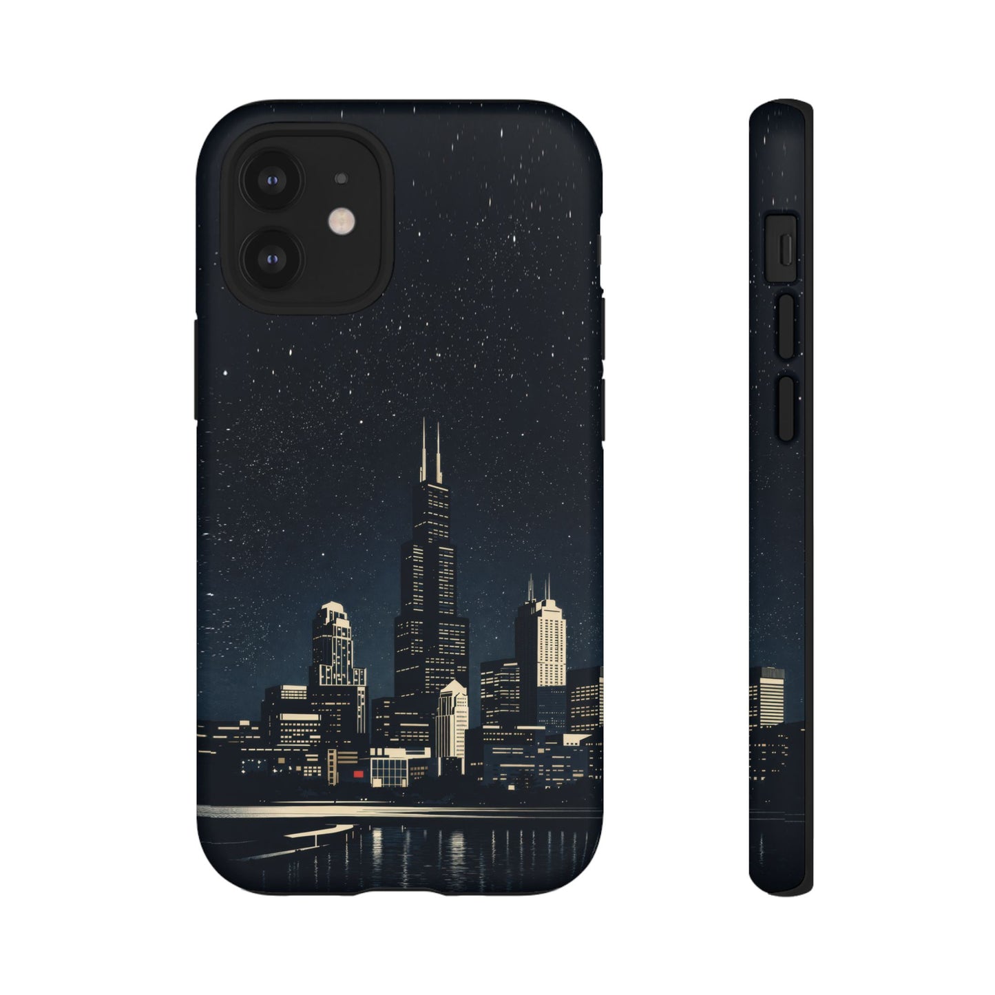 Chicago City Skyline Tough Phone Case – Nighttime Chicago Skyscraper Design