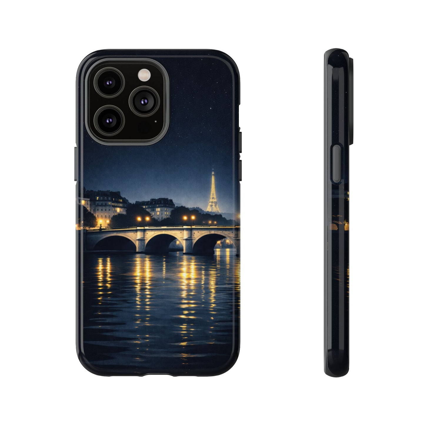 Paris Night Skyline Tough Phone Case — Eiffel Tower Reflections