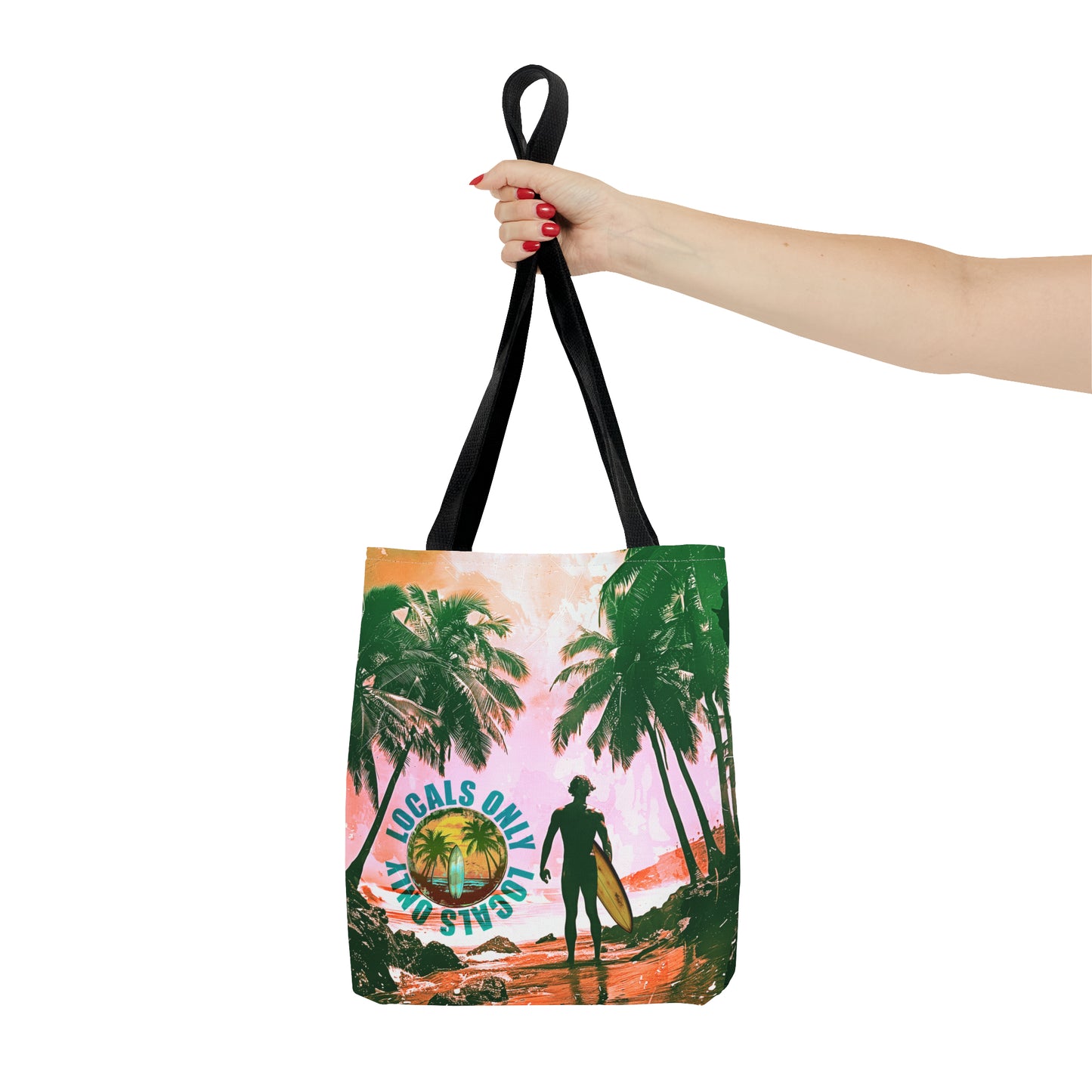 Locals only beach scene Tote Bag (AOP)