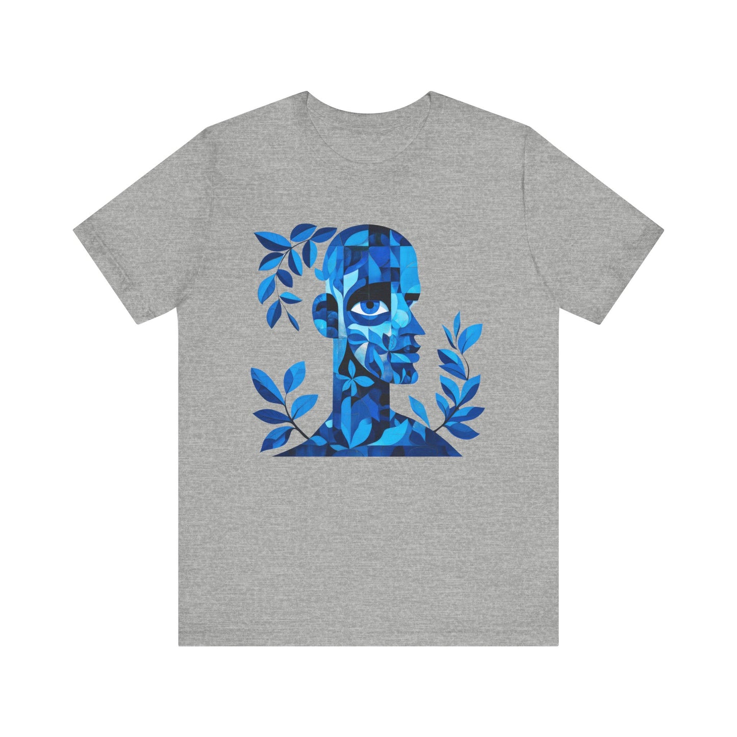 Blue Floral Art Unisex Tee, Artistic Graphic Shirt, Trendy Summer Wear, Gift for Art Lovers, Casual Everyday Style