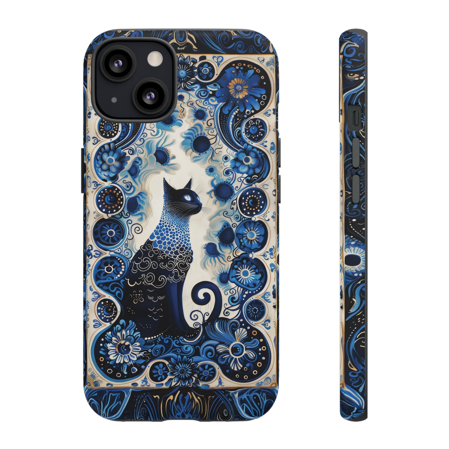 Black cat in frame Tough Cases