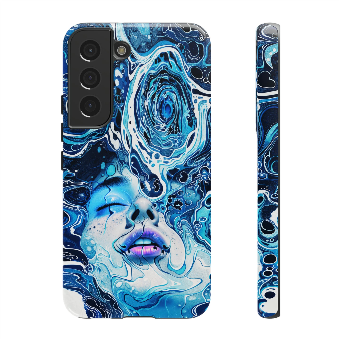Phone Case, whimsical water fantasy design, blue woman in water, Artistic design, Tough Case, , iPhone 15, 14, 13, 12, 11, Samsung, Pixel