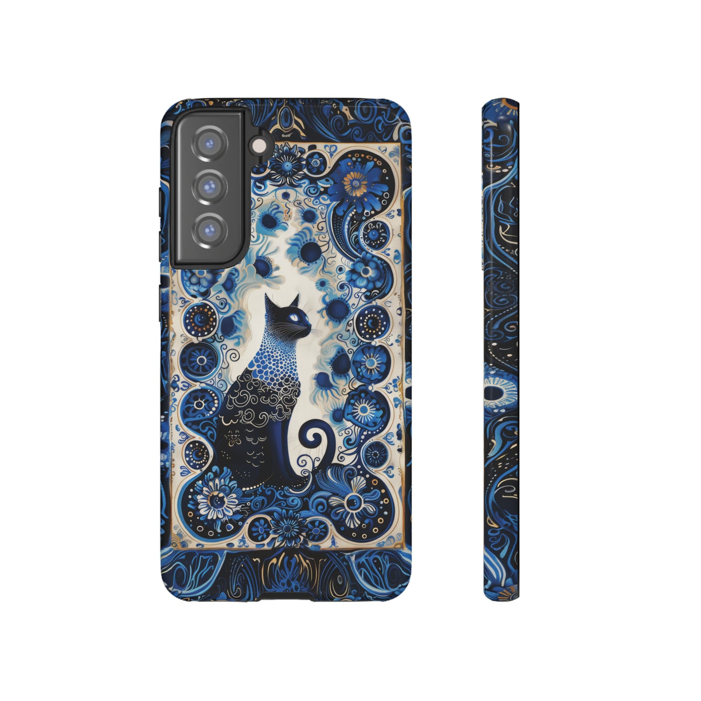 Black cat in frame Tough Cases