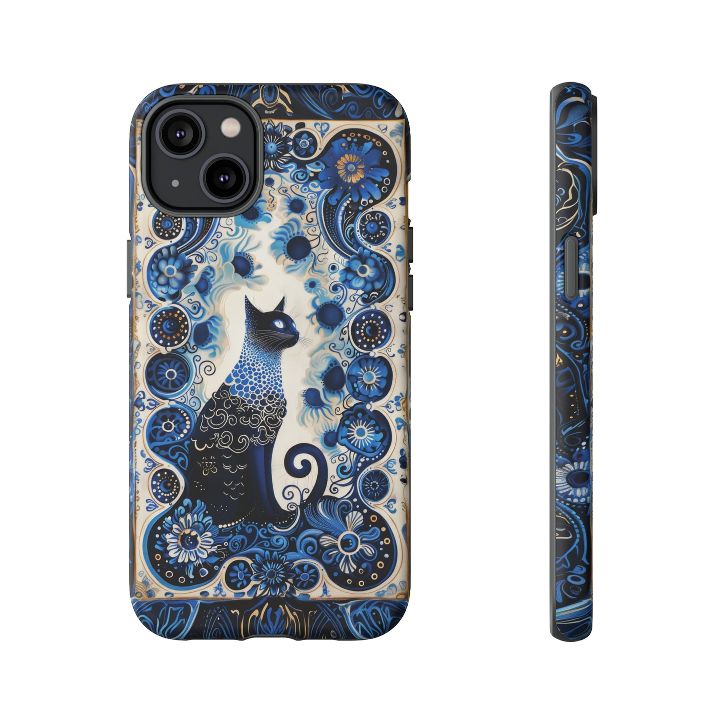 Black cat in frame Tough Cases