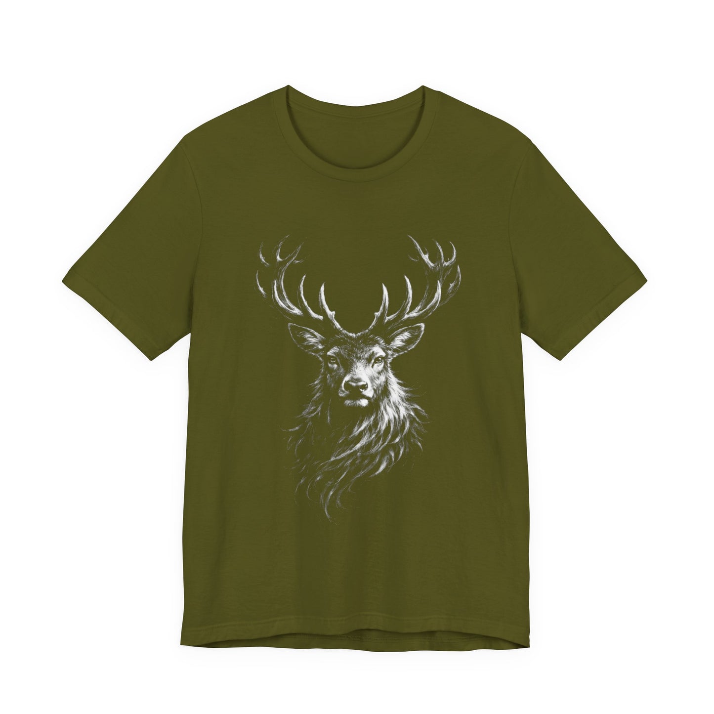 Stag Deer Charcoal Drawing Shirt – Wilderness Wildlife Art Tee, Unisex Jersey Short Sleeve Tee