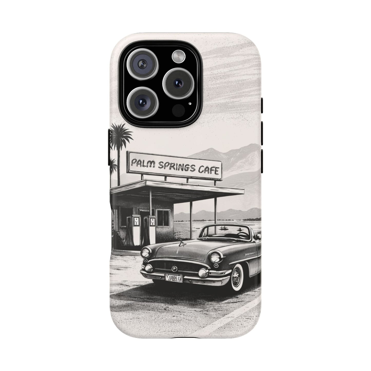 Vintage Palm Springs Cafe Phone Case – Retro Convertible Roadtrip Design