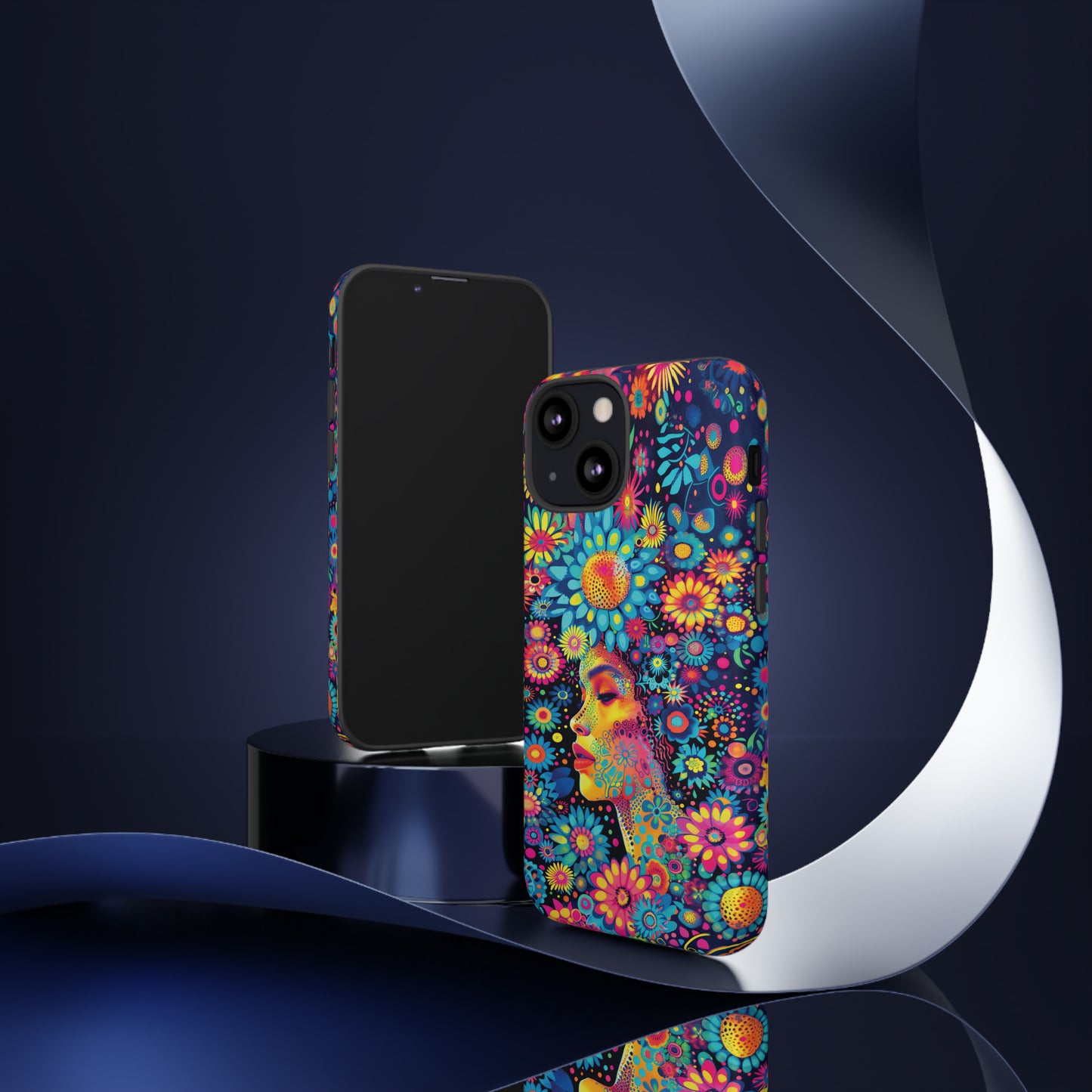 Phone Case, whimsical flower girl, Artistic design, Tough Case, Colorful flower fantasy design, iPhone 15, 14, 13, 12, 11, Samsung, Pixel