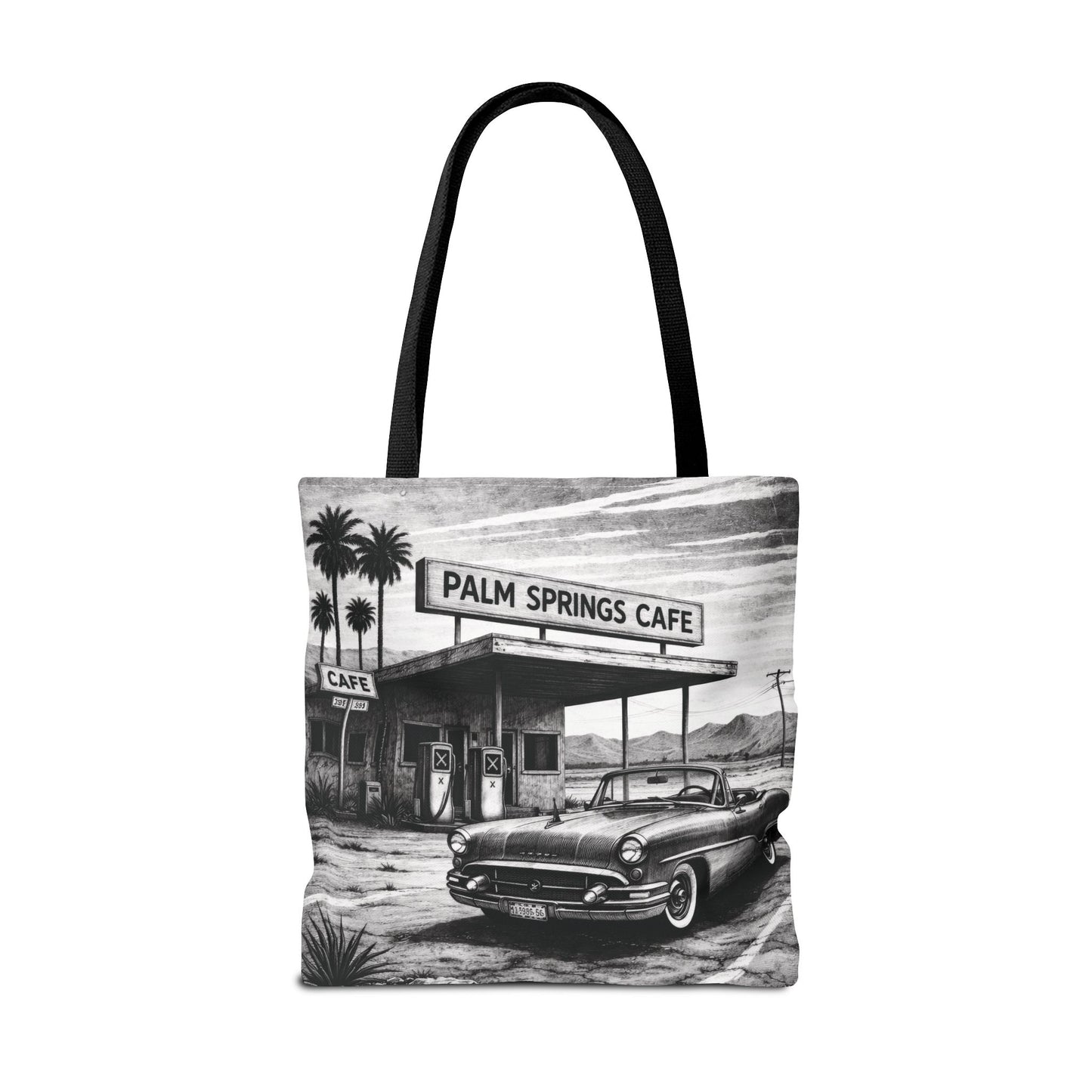 Vintage Palm Springs Cafe Tote Bag – Retro Diner Road Trip Canvas Tote