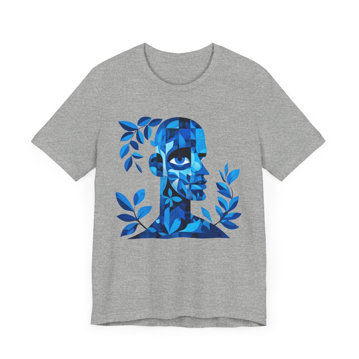 Blue Floral Art Unisex Tee, Artistic Graphic Shirt, Trendy Summer Wear, Gift for Art Lovers, Casual Everyday Style