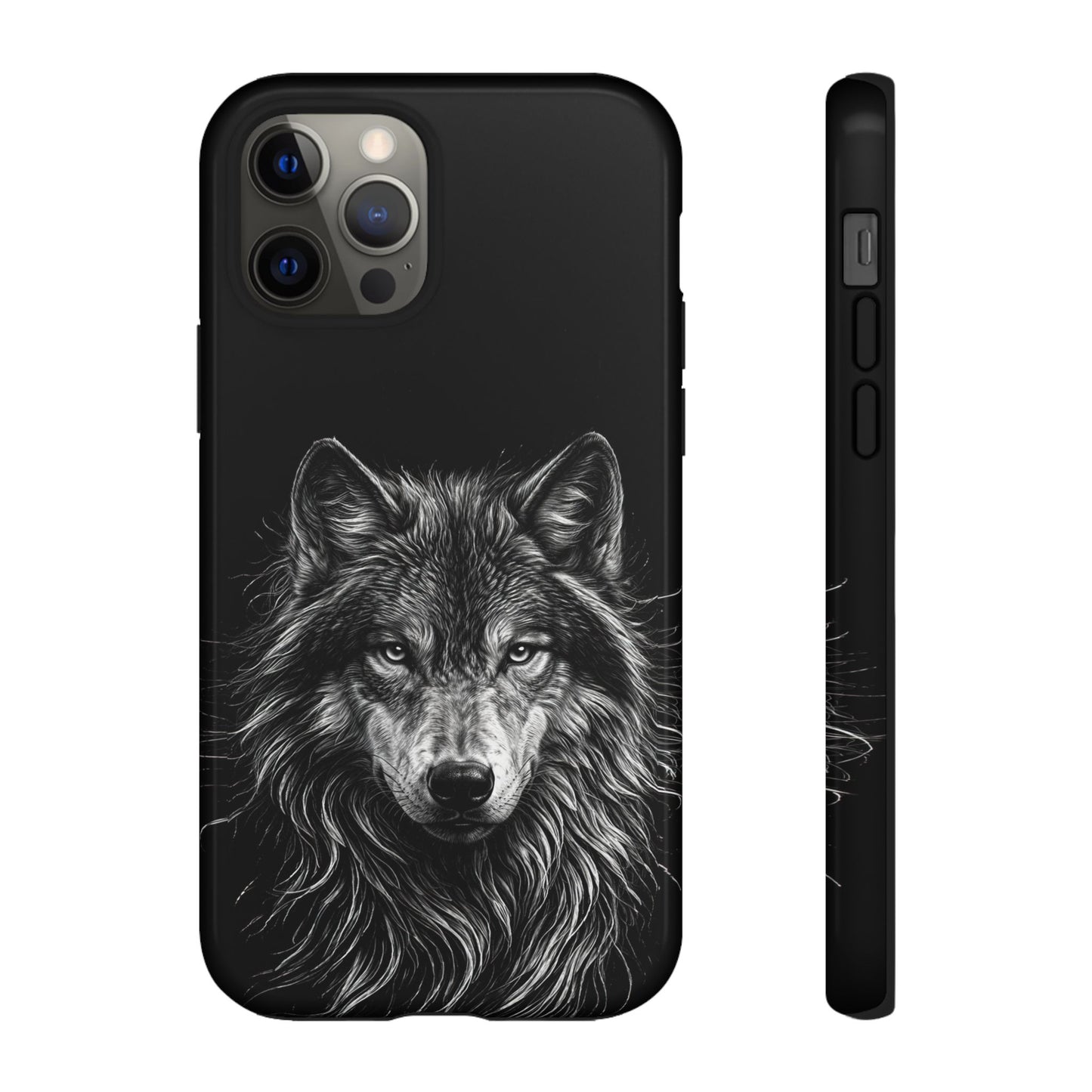 Wolf drawing Phone Case - Tough and Stylish Black Design