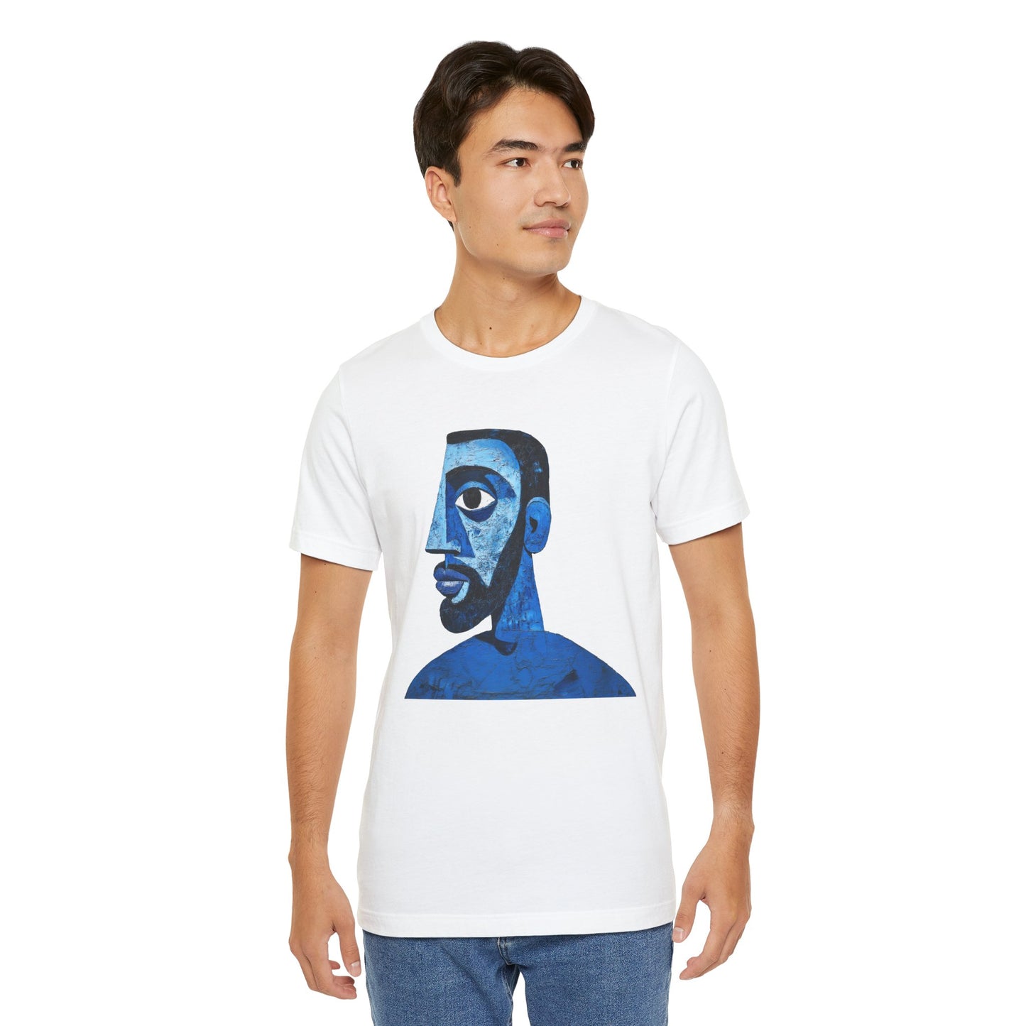 Abstract Artistic Blue Portrait Unisex Jersey Tee