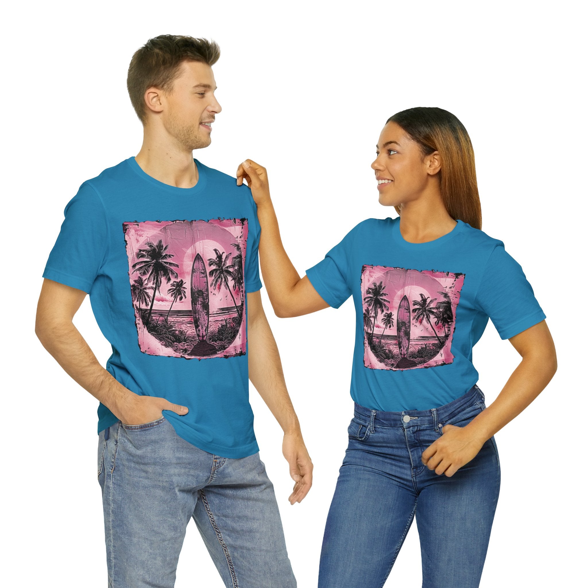Pink vintage surfboard Unisex Jersey Short Sleeve Tee