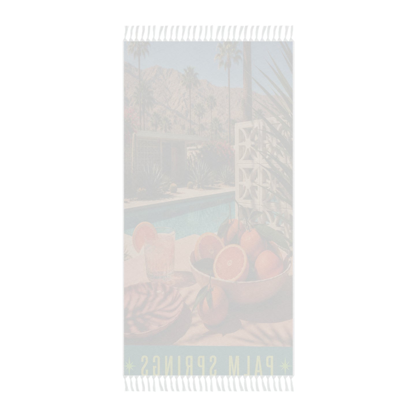 Palm Springs Boho Beach Towel — Retro Midcentury Poolside Orange Design