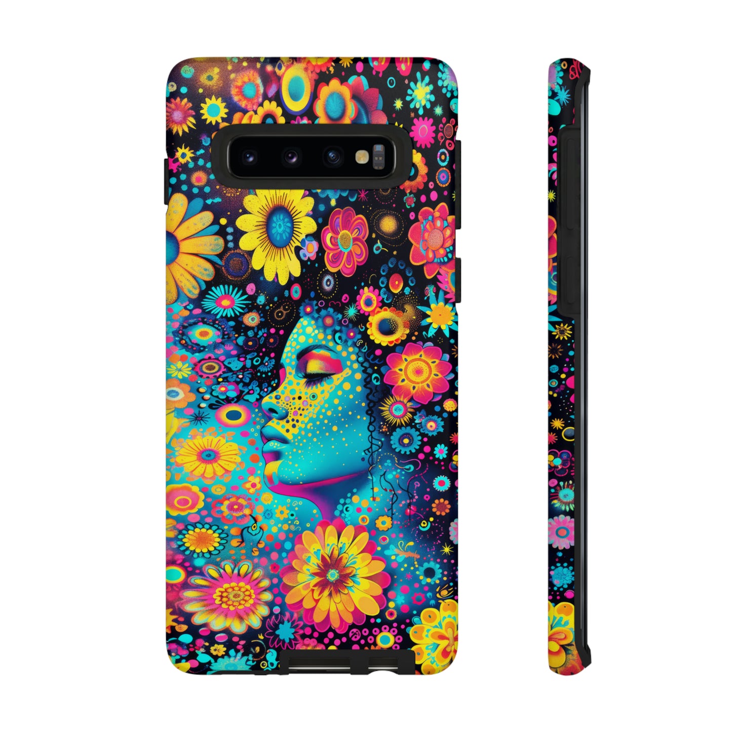 Phone Case, flower girl in aqua, Artistic design, Tough Case, Colorful whimsical flower fantasy design, iPhone 15, 14, 13, 12, 11, Samsung, Pixel