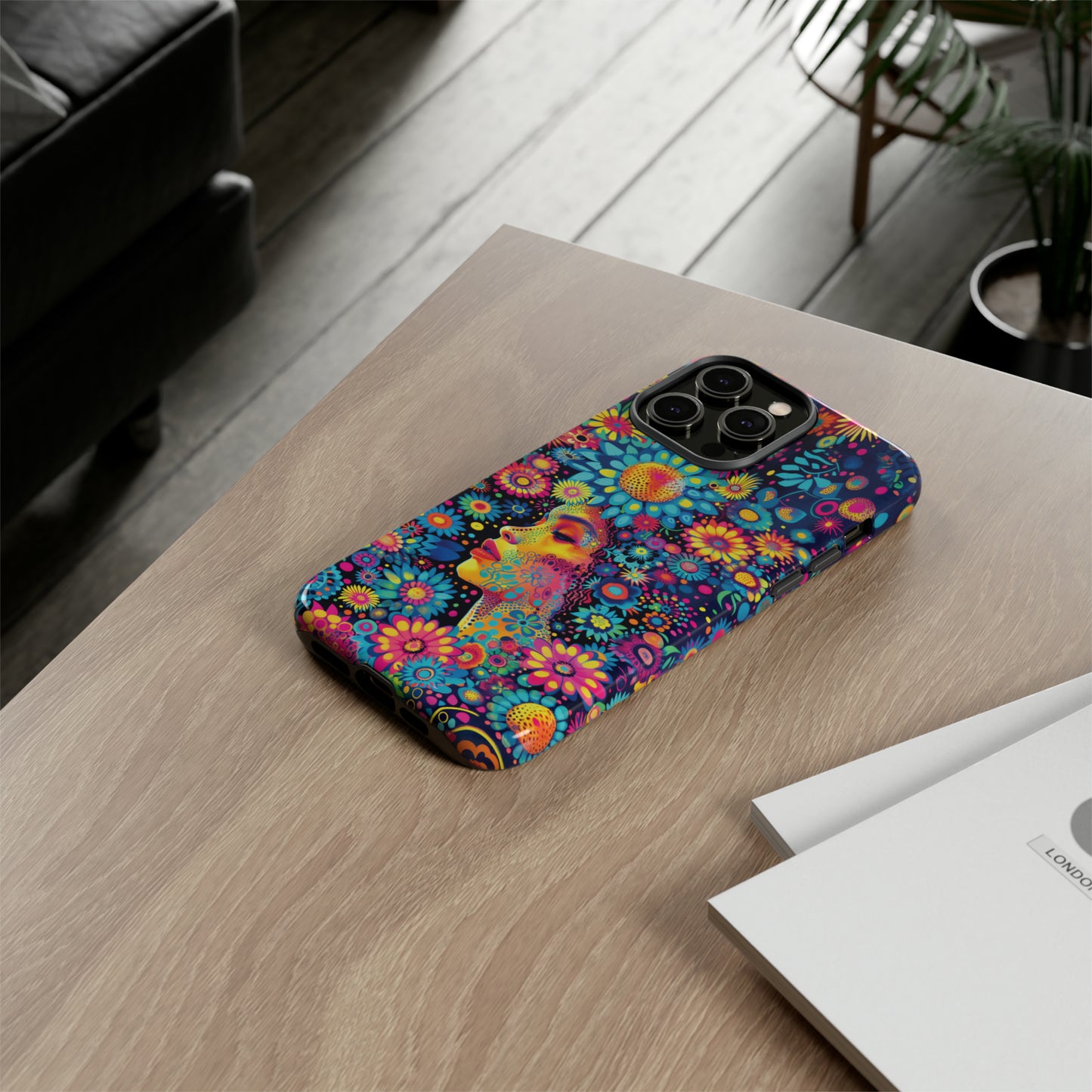 Phone Case, whimsical flower girl, Artistic design, Tough Case, Colorful flower fantasy design, iPhone 15, 14, 13, 12, 11, Samsung, Pixel