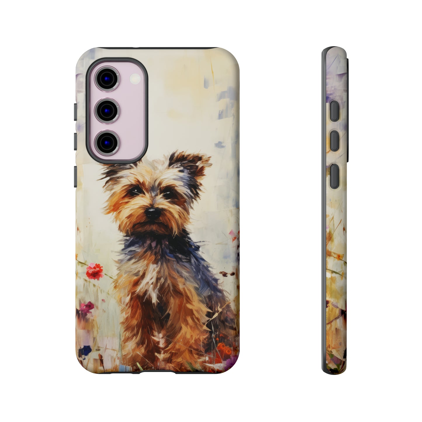 Yorkie in flowers Tough Cases