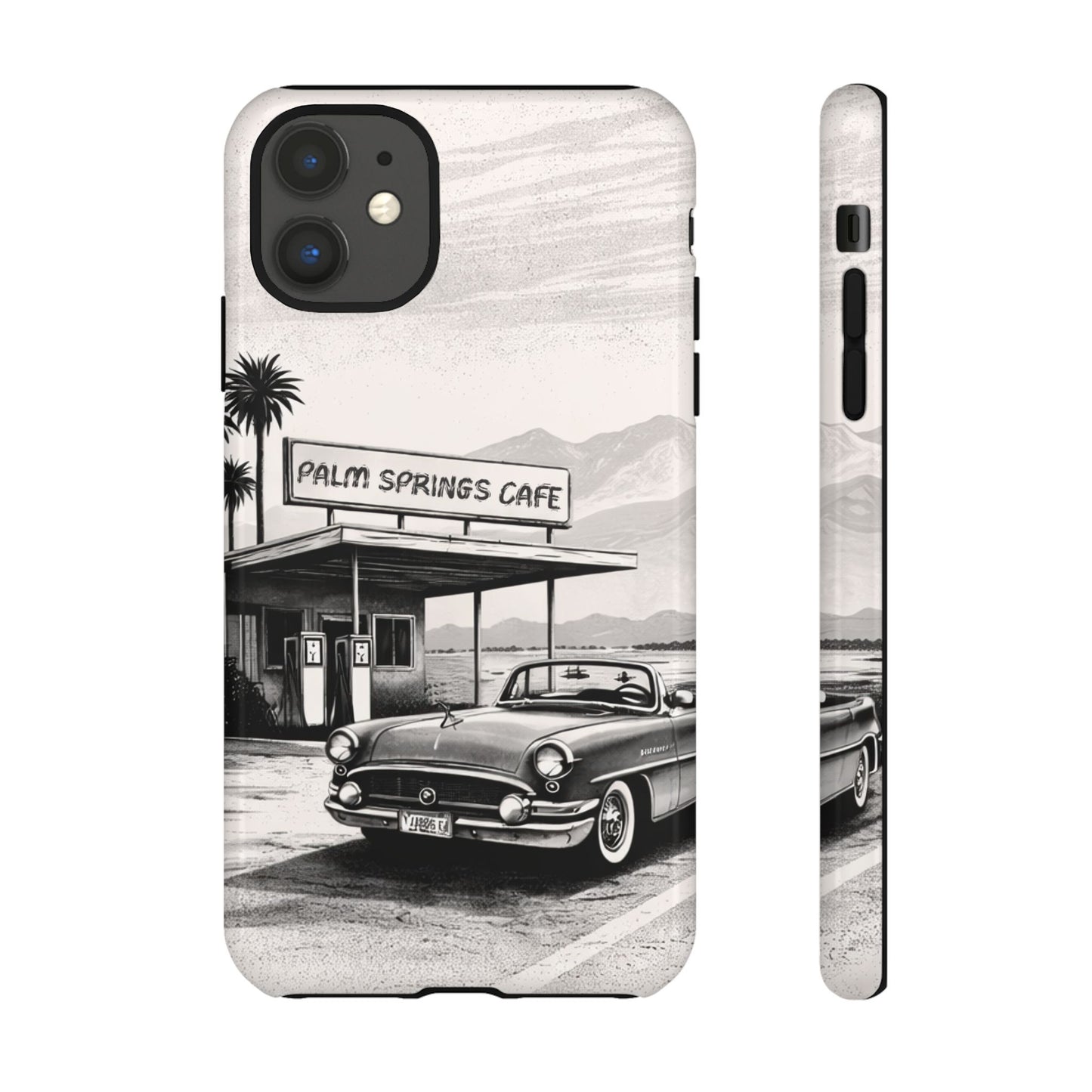 Vintage Palm Springs Cafe Phone Case – Retro Convertible Roadtrip Design