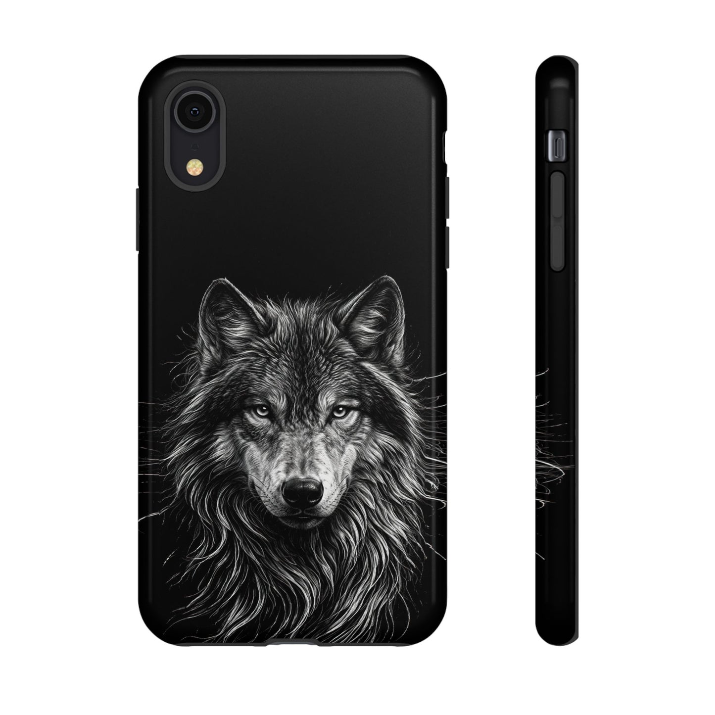Wolf drawing Phone Case - Tough and Stylish Black Design