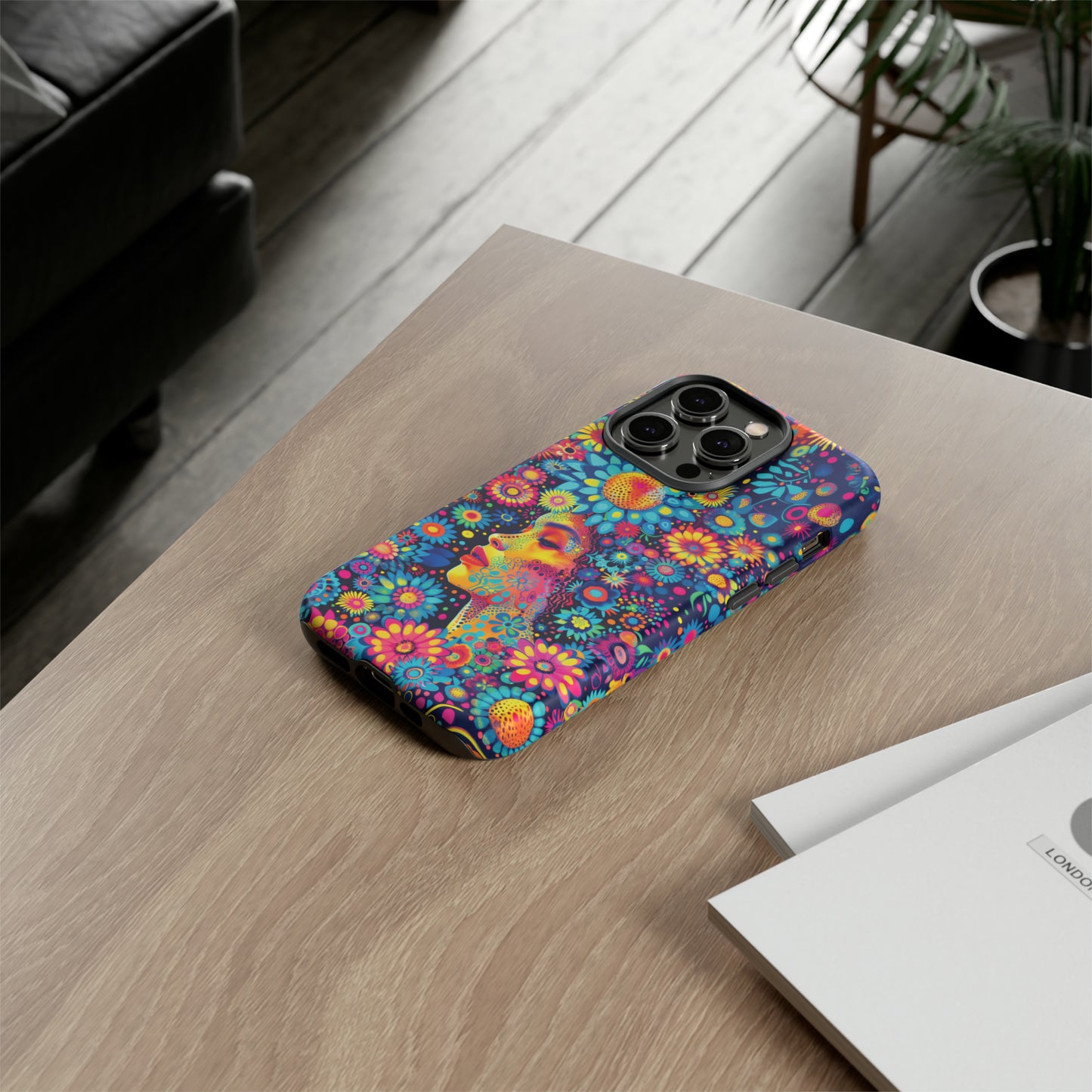 Phone Case, whimsical flower girl, Artistic design, Tough Case, Colorful flower fantasy design, iPhone 15, 14, 13, 12, 11, Samsung, Pixel