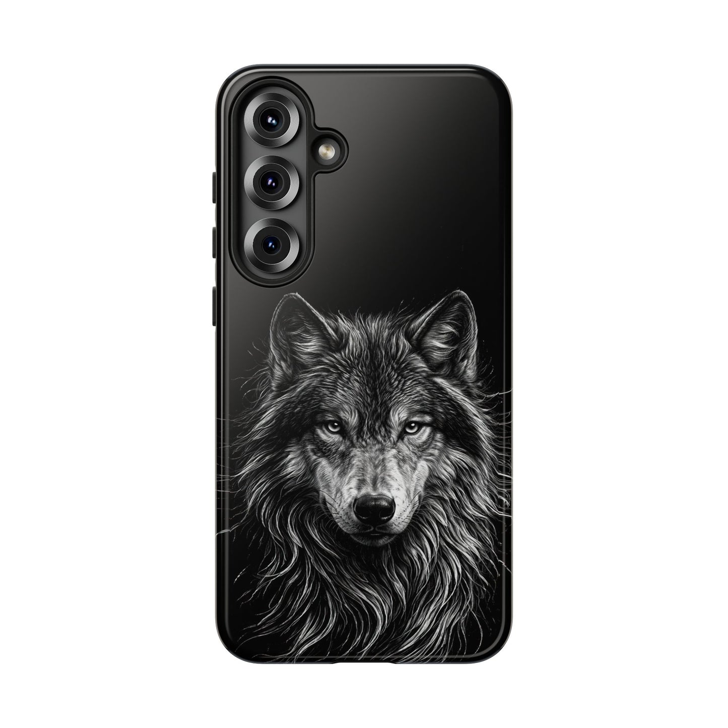 Wolf drawing Phone Case - Tough and Stylish Black Design
