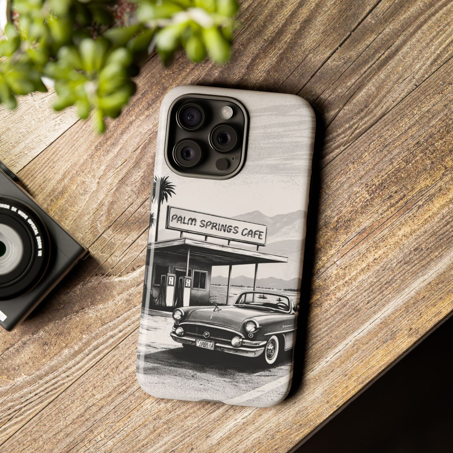 Vintage Palm Springs Cafe Phone Case – Retro Convertible Roadtrip Design