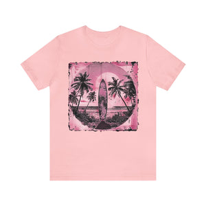 Pink vintage surfboard Unisex Jersey Short Sleeve Tee
