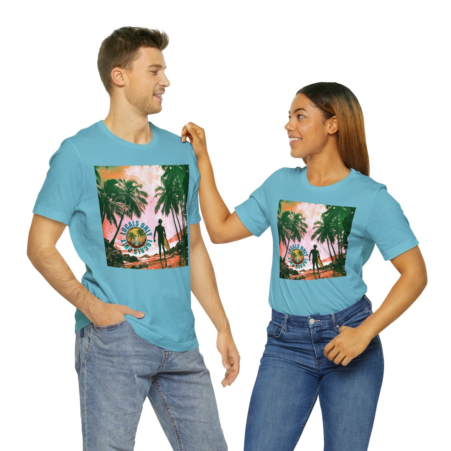 Beach scene with Locals Only stamp Unisex Jersey Short Sleeve Tee