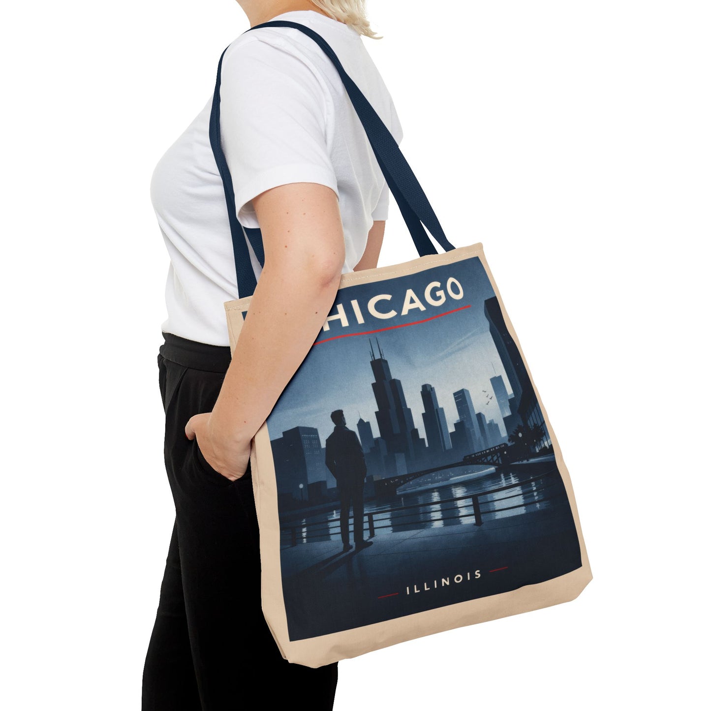 Chicago Skyline Tote Bag — Retro Cityscape Illinois Travel Bag