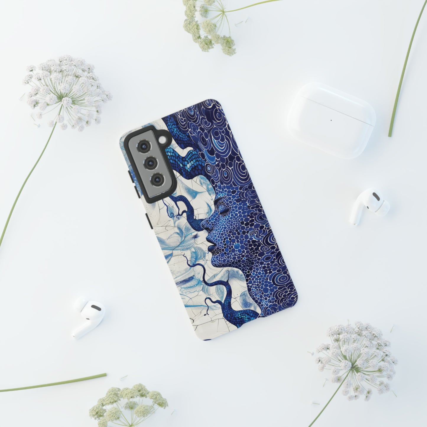 Phone Case, blue woman Artistic design, Tough Case, Colorful whimsical fantasy design, iPhone 15, 14, 13, 12, 11, Samsung, Pixel