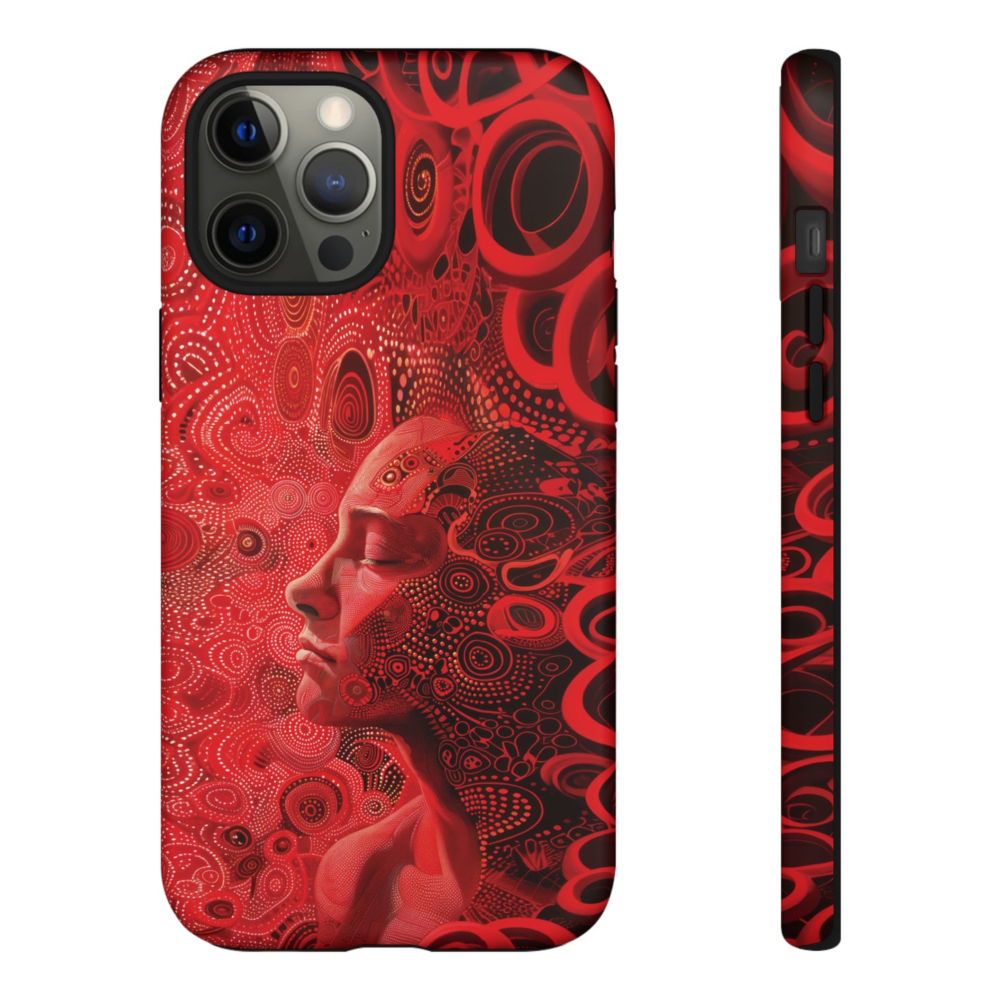 Phone Case, woman in red, Artistic design, Tough Case, red whimsical fantasy design, iPhone 15, 14, 13, 12, 11, Samsung, Pixel