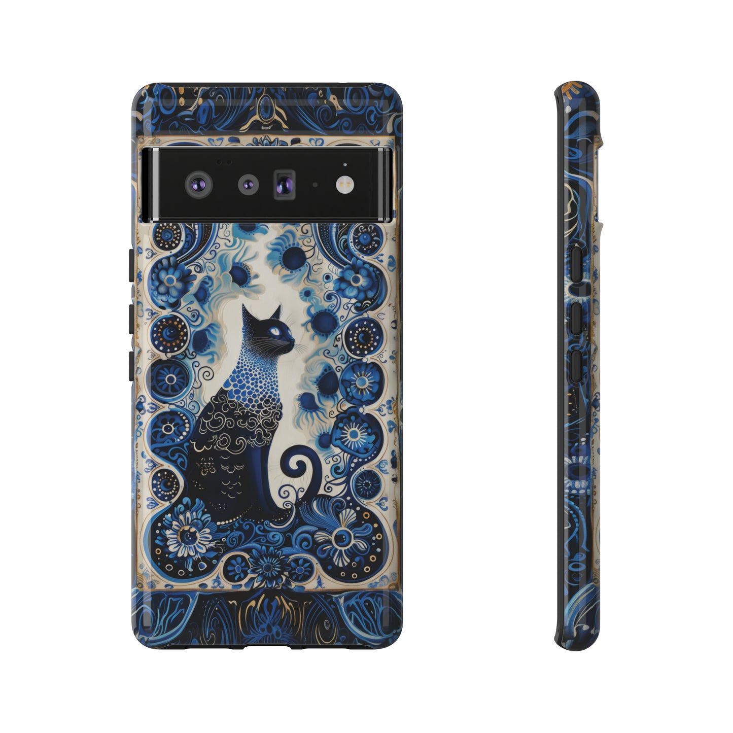 Black cat in frame Tough Cases