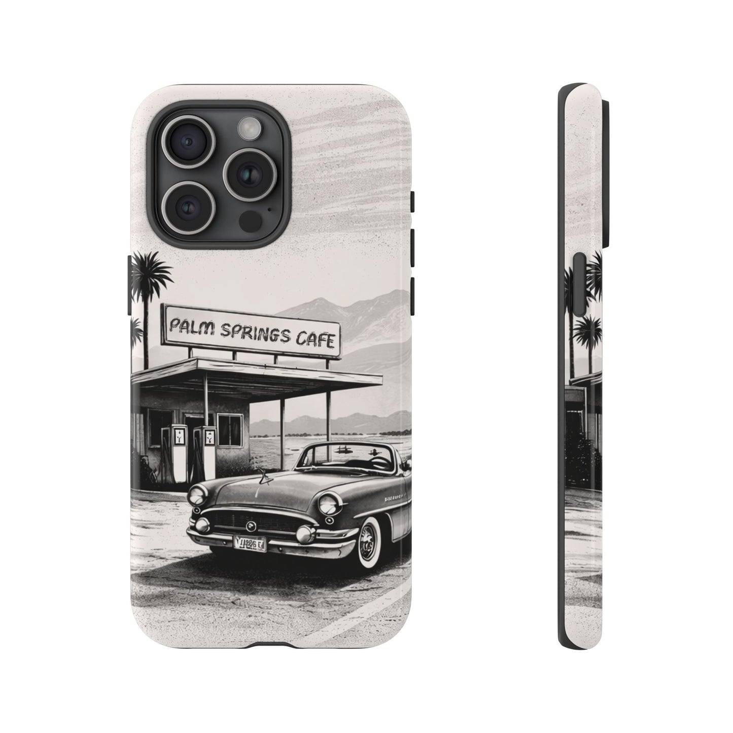 Vintage Palm Springs Cafe Phone Case – Retro Convertible Roadtrip Design