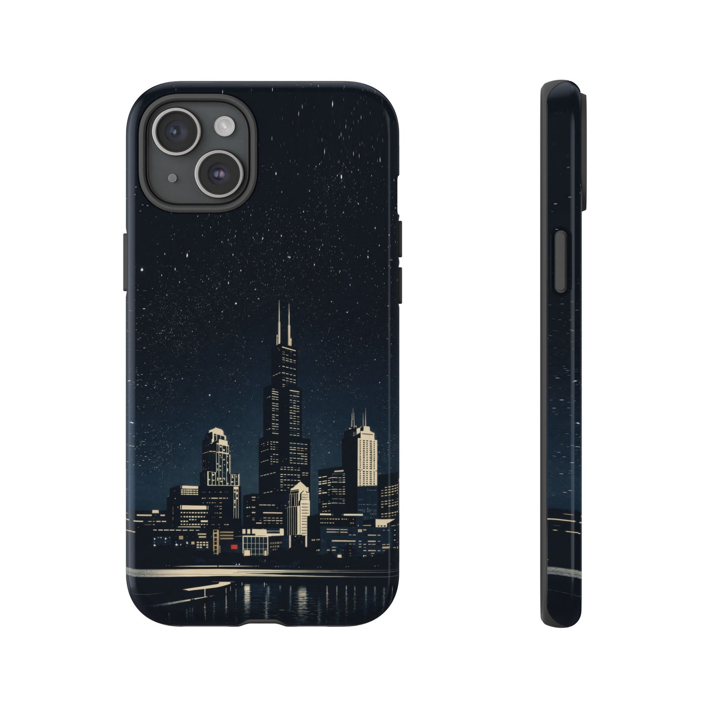 Chicago City Skyline Tough Phone Case – Nighttime Chicago Skyscraper Design